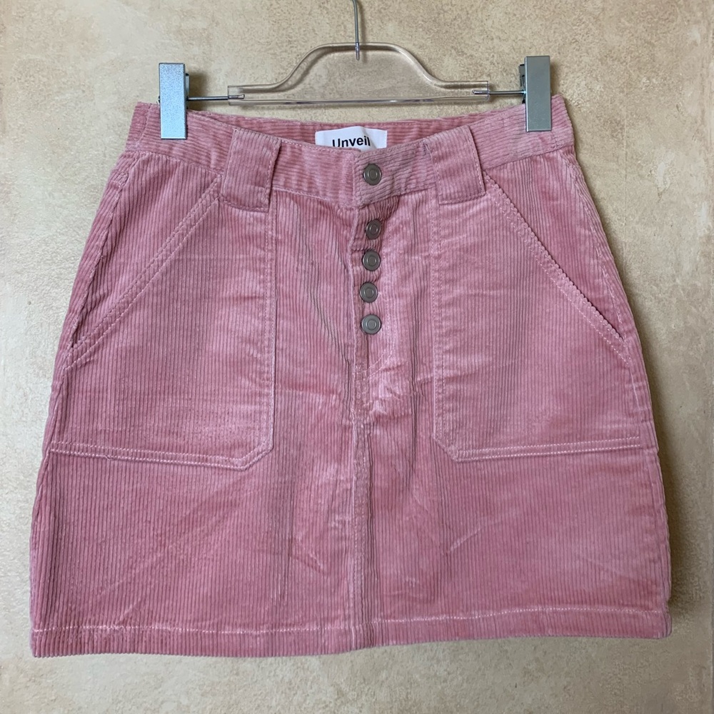 Victoria Secret Pink corduroy high-waisted skirt in light pink. NWT